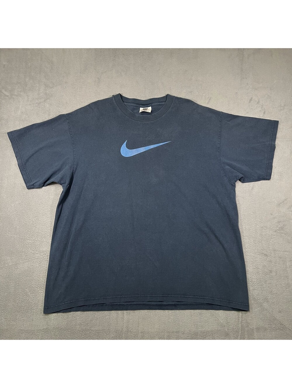 Vintage Nike T-Shirt Navy Blue Mens Large Swoosh Cotton Short Sleeve Everyday
